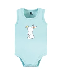 Hudson Baby Boys Unisex Cotton Sleeveless Bodysuits, Bunny And Bee, 5-Pack