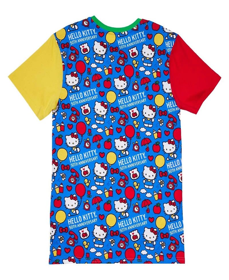 Unisex Loungefly Blue Hello Kitty 50th Anniversary Allover Print T-Shirt