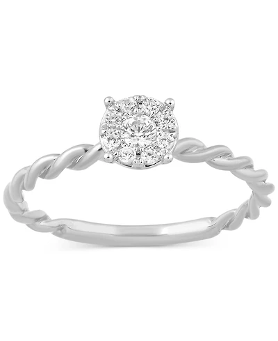 Diamond Mini Cluster Braided Shank Promise Ring (1/6 ct. t.w.) in Sterling Silver or Gold-Plated Sterling Silver