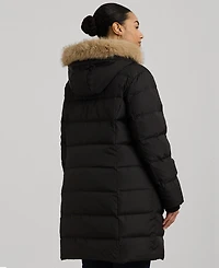 Lauren Ralph Plus Faux-Fur-Trim Hooded Puffer Coat