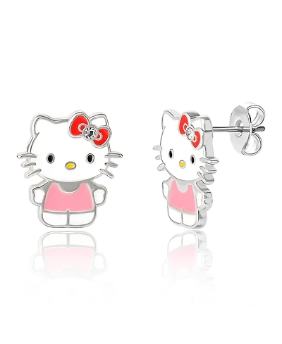 Hello Kitty Sanrio Light Pink Shirt Crystal Stud Earrings