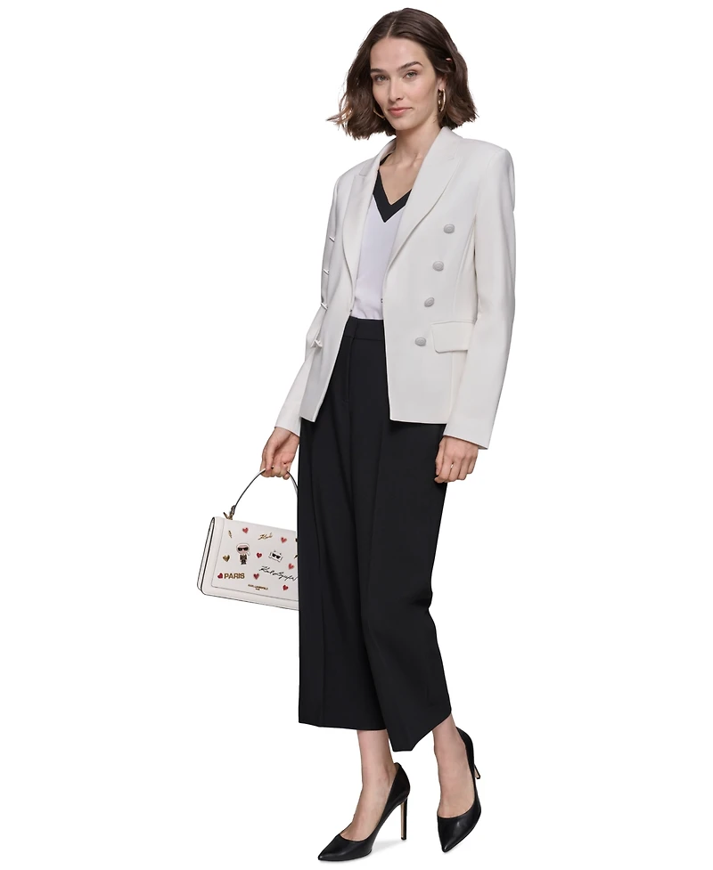 Karl Lagerfeld Paris Women's Peak-Lapel Faux-Double-Breasted Jacket
