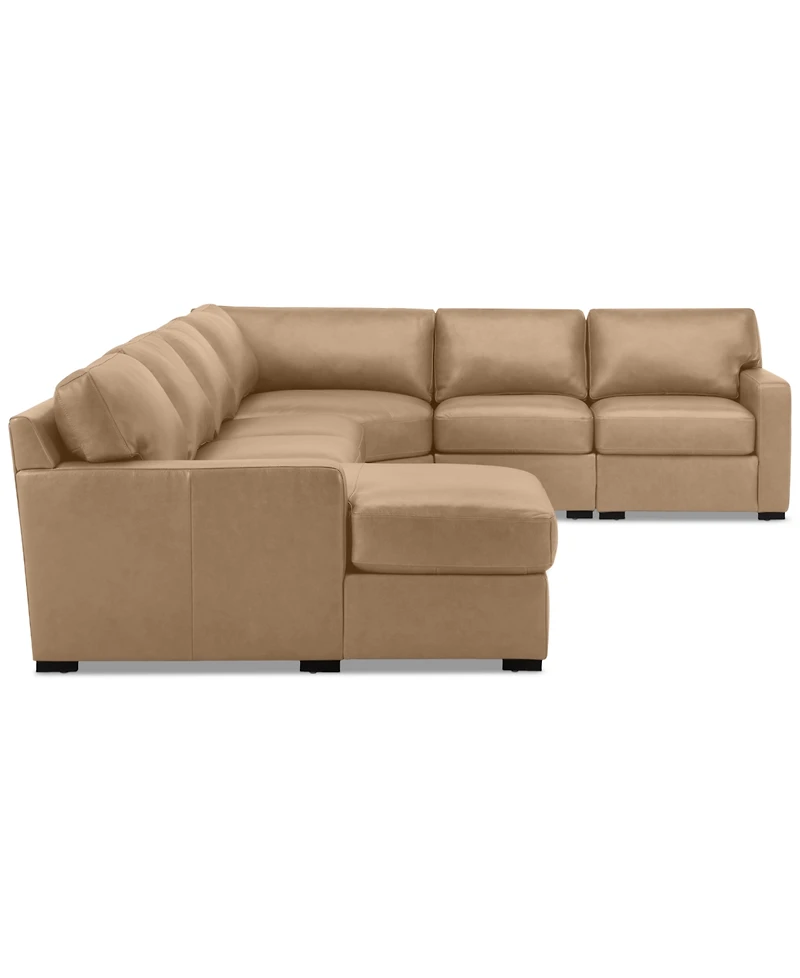 Radley 148" 5-Pc. Leather Wedge Modular Chase Sectional, Created for Macy's