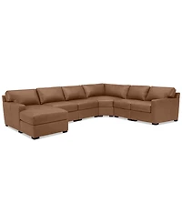 Radley 141" 6-Pc. Leather Wedge Modular Chaise Sectional, Created for Macy's