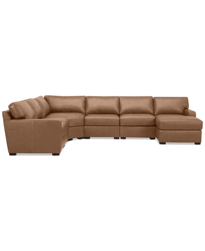 Radley 141" 6-Pc. Leather Wedge Modular Chaise Sectional, Created for Macy's
