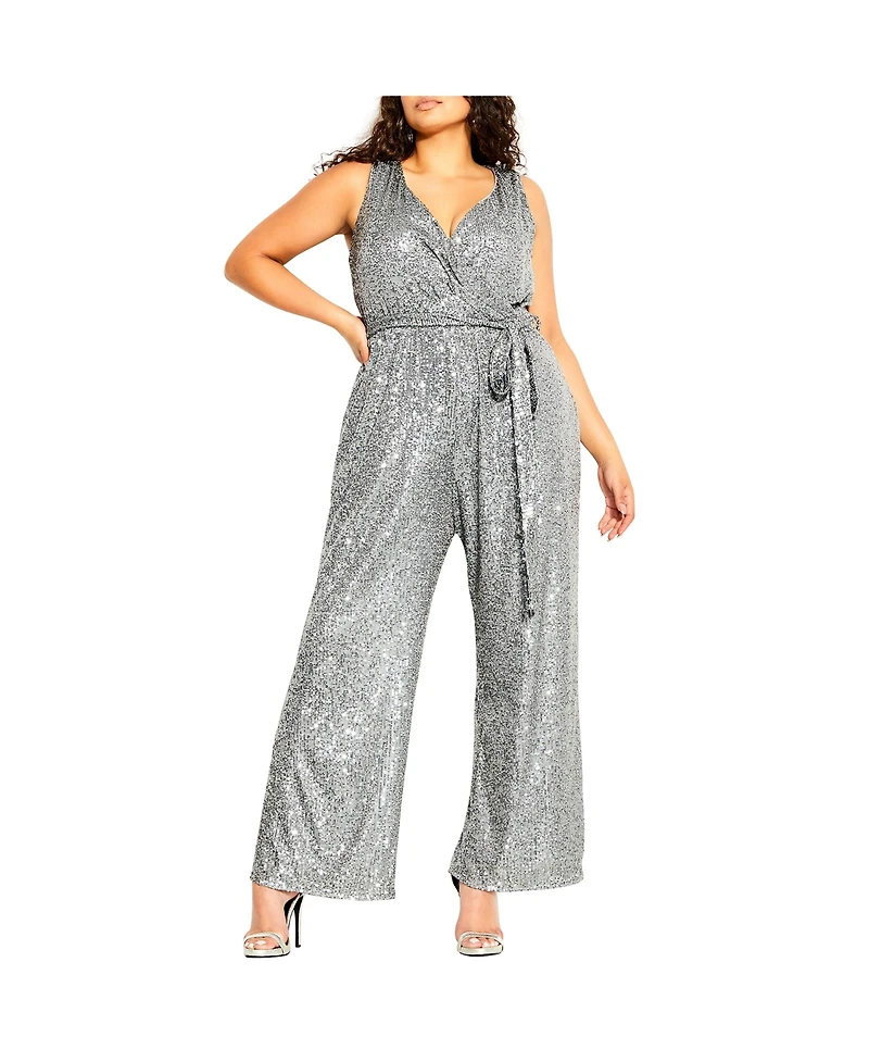 City Chic Plus Dazzling Wide leg Jumpsuit