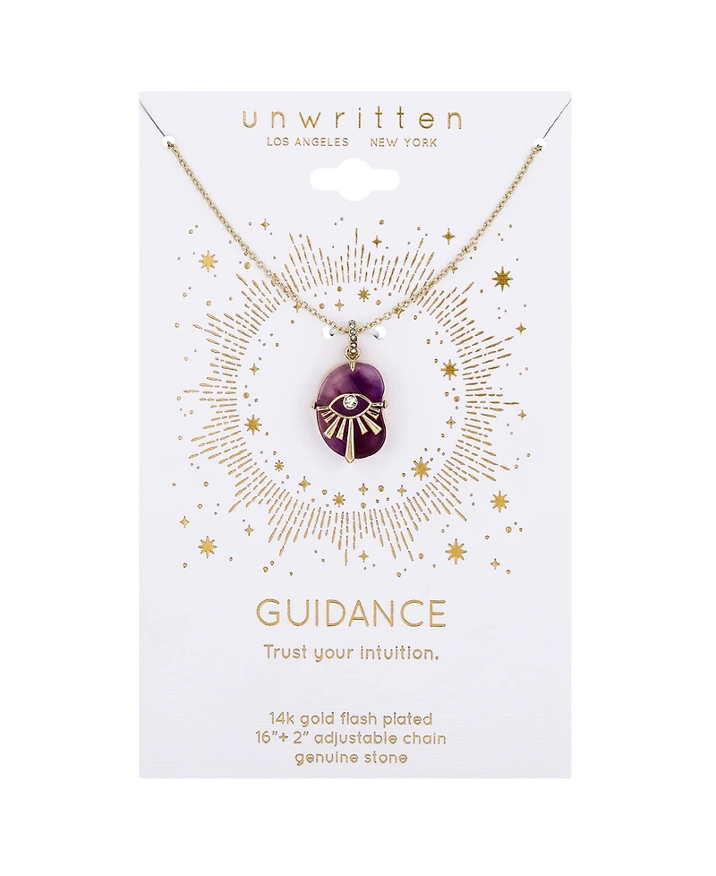 Unwritten Crystal Amethyst Evil Eye Pendant Necklace