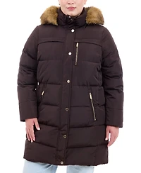 Michael Michael Kors Plus Size Faux-Fur-Trim Hooded Puffer Coat, Created for Macy's