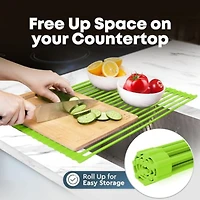 Multipurpose Heavy Duty Silicone Roll Up Sink Drying Rack Large