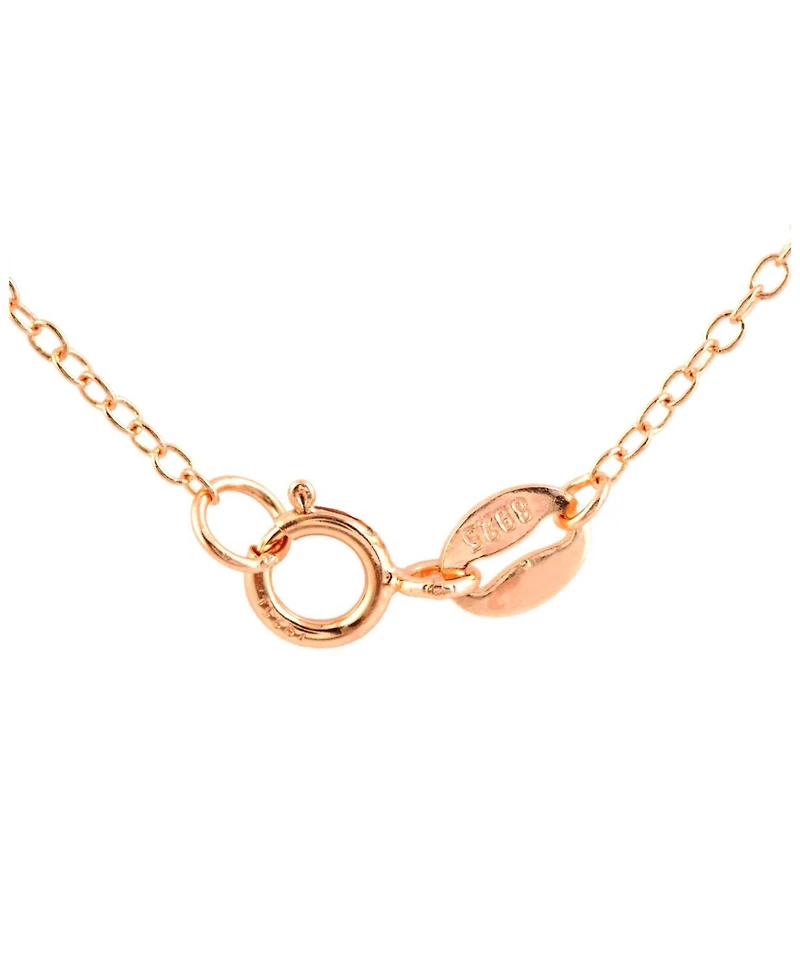 Sterling Silver 18K Rose Plated with Cubic Zirconia Black Teardrop Pendant