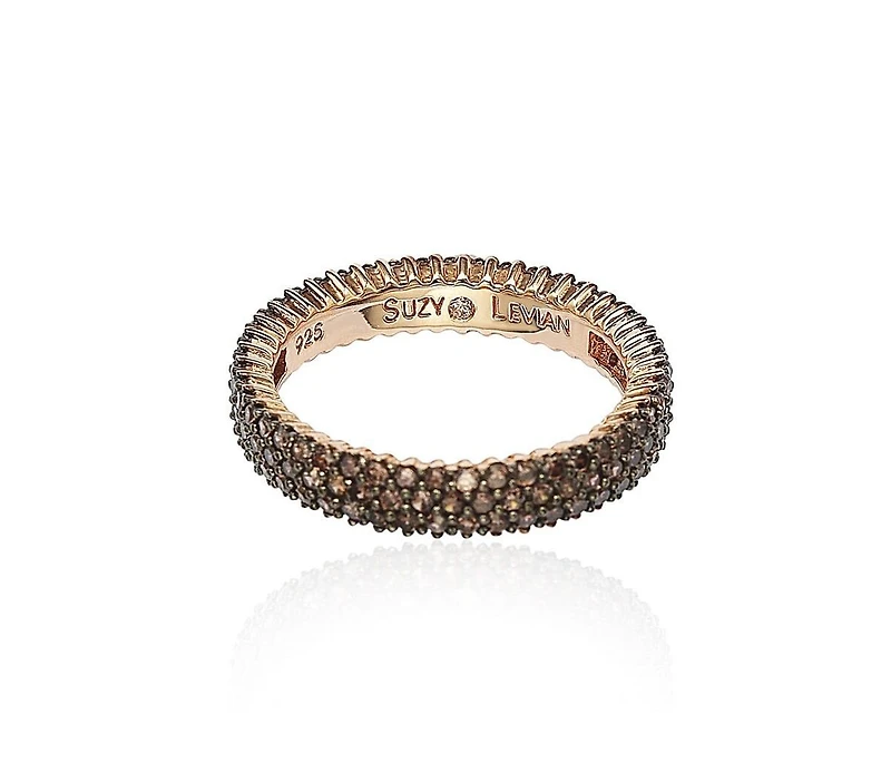 Suzy Levian Sterling Silver Micro-Pave White Cubic Zirconia Eternity Band