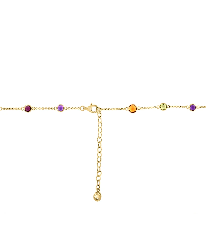 Effy Multi-Gemstone (7-7/8 ct. t.w.) & Turquoise Bezel Statement Necklace in 14k Gold. 16" + 2" extender