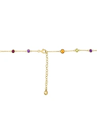 Effy Multi-Gemstone (7-7/8 ct. t.w.) & Turquoise Bezel Statement Necklace in 14k Gold. 16" + 2" extender