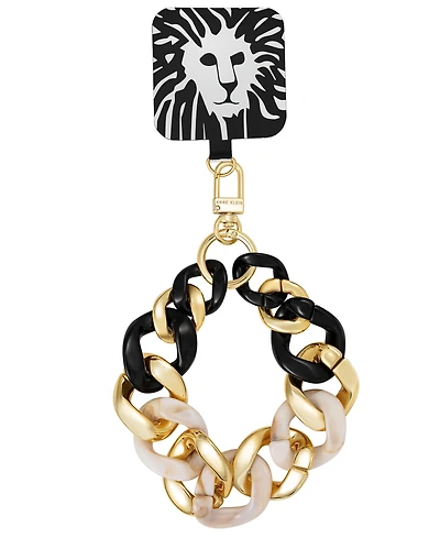 Anne Klein Women's Black and Ivory Acetate with Gold-Tone Alloy Metal Chain Link Wrist Strap designed for iPhone