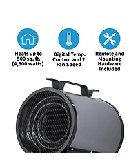 Newair 2-in-1 Freestanding or Ceiling/Wall Mounted 240v Electric Garage Heater, 500 sq. ft. with Remote Control, Perfect for Garages, Workshops and Mo