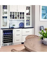 Newair 24" Built-In 52 Bottle Compressor Wine Fridge in Stainless Steel with Precision Digital Thermostat and Premium Beech Wood Shelves