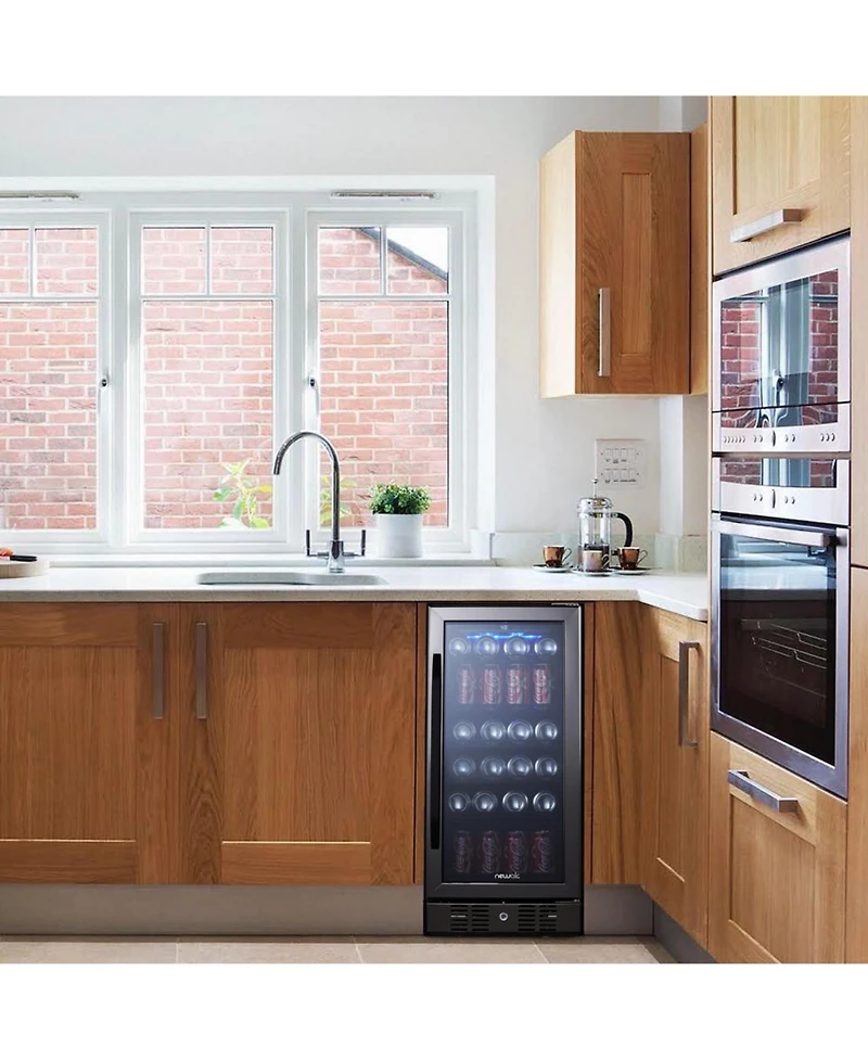 Newair 15" Built-in 96 Can Beverage Fridge in Stainless Steel with Precision Temperature Controls and Adjustable Shelves