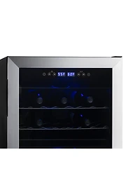 Newair Freestanding 43 Bottle Dual Zone Compressor Wine Fridge in Stainless Steel, Adjustable Racks and Exterior Digital Thermostat