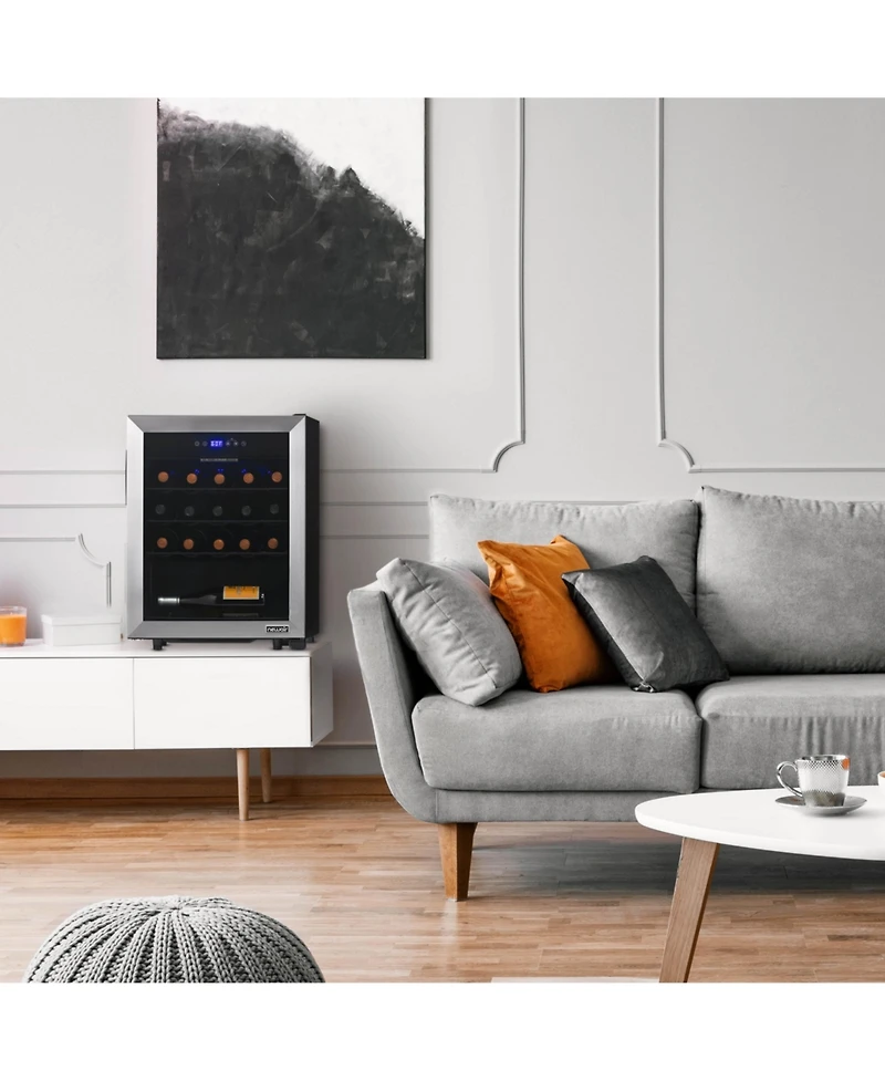 Newair Freestanding 23 Bottle Compressor Wine Fridge in Stainless Steel, Adjustable Racks and Exterior Digital Thermostat