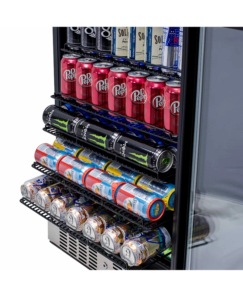 Newair 24" Built-in 177 Can Beverage Fridge in Stainless Steel with Precision Temperature Controls and Adjustable Shelves