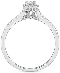 Diamond Halo Double Row Engagement Ring (1/2 ct. t.w.) in 14k White Gold
