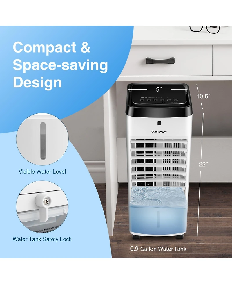 3-in-1 Evaporative Air Cooler with 4 Modes-White