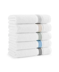 Aegean Eco-Friendly Recycled Turkish Bath Sheet, 35x70, 600 Gsm, White with Weft Woven Stripe Dobby, 50% Recycled, Long-Staple Ring Spun Cotton Bl