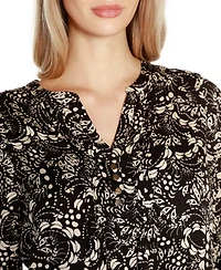 Belldini Black Label Printed Ruffle Sleeve Top