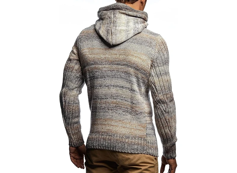 Leif Nelson Men s Knitted Pullover | Long-sleeved slim fit hoodie Basic winter hoodie-sweater for