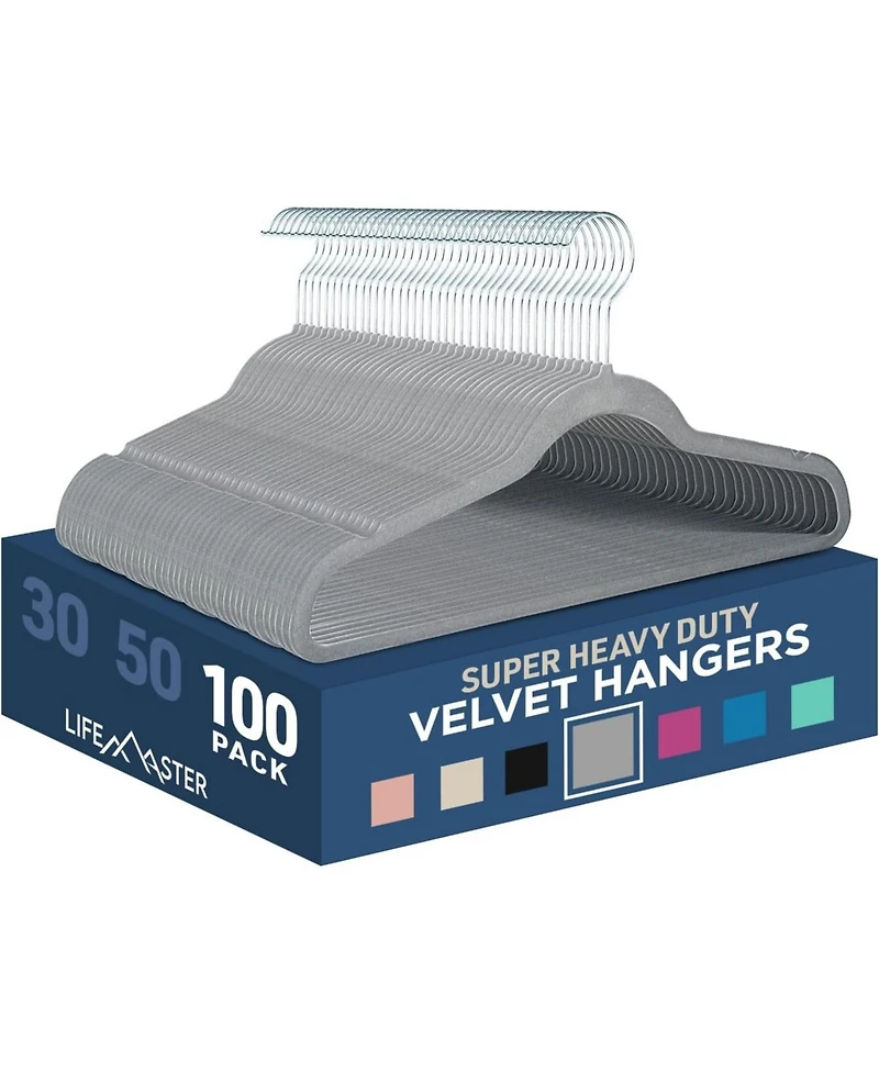 Lifemaster 30 Pcs. of Dry Wet Clothes Hangers for Clothes - Heavy Duty Coat Hanger Set with 360° Swivel Hook