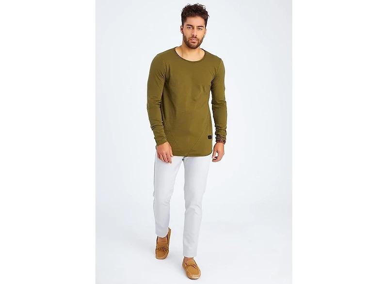 Leif Nelson Men's Slim Fit CrewNeck Long T-Shirt | Classic Stylish Longsleeve Round Neck