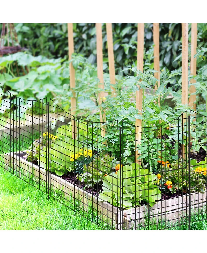 Slickblue Decorative Garden Fence with 5 Panels and 5 Stakes-Black