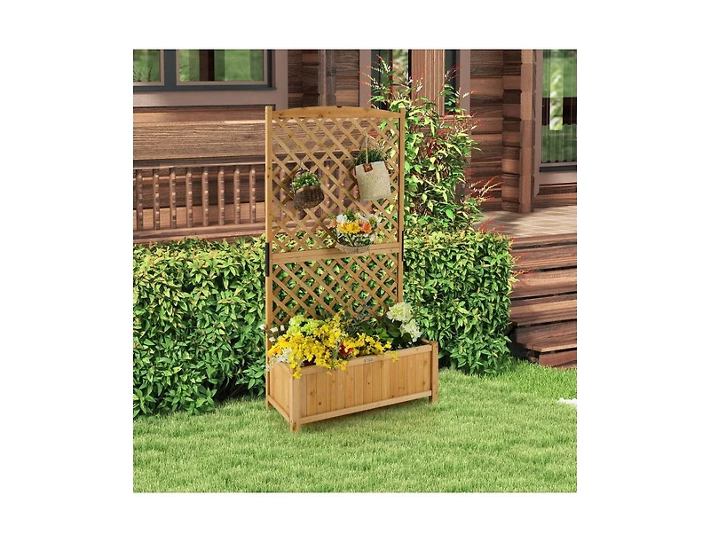 Slickblue Planter Raised Bed with Trellis for Plant Flower Climbing-Orange
