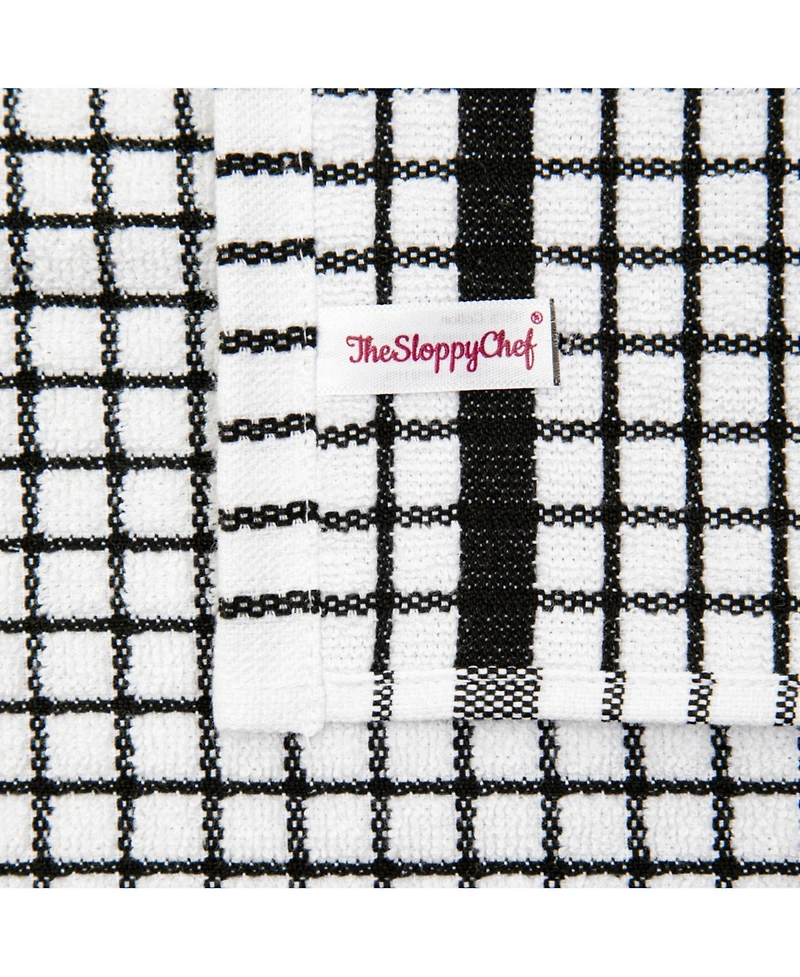 Sloppy Chef Classic Checkered Dishcloths (Pack of 8), 100% Cotton. Color Options, 13x13 in.