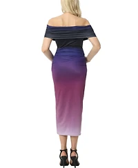 kimi + kai Maternity Off-the-Shoulder Tulip Hem Ombre Dress