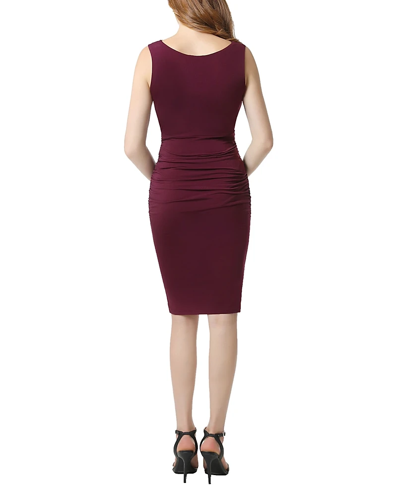 kimi + kai Maternity Scalloped V-Neck Midi Dress