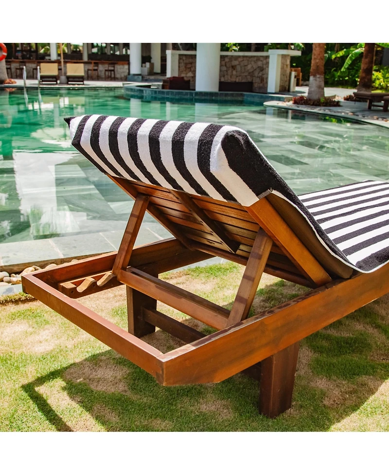 Arkwright Home California Cabana Chaise Lounge Covers (2 Pack), Striped Color Options, 30x85 in. with 8" Fitted Pocket for Beach or Pool Chair