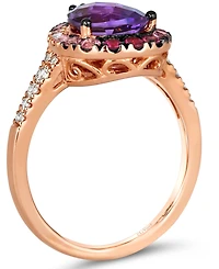 Le Vian Multi-Gemstone (2-1/5 ct. t.w.) & Nude Diamond (1/6 ct. t.w.) Pear Halo Ring in 14k Rose Gold
