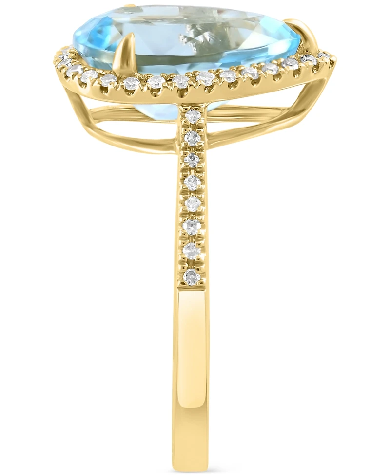 Effy Sky Blue Topaz (3-5/8 ct. t.w.) & Diamond (1/6 ct. t.w.) Pear Ring in 14k Gold