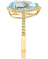 Effy Sky Blue Topaz (3-5/8 ct. t.w.) & Diamond (1/6 ct. t.w.) Pear Ring in 14k Gold
