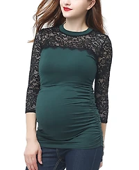 kimi + kai Maternity Peyton Lace Trim Top