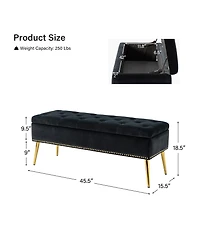 Modern Velvet Storage Ottoman Bench for Living Room Dining