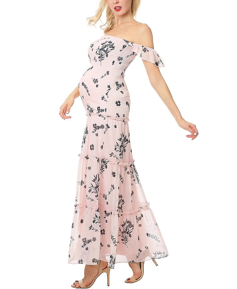 kimi + kai Maternity Charity Smocked Maxi Dress