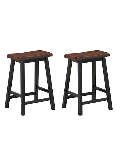 24 Inch Set of 2 Wood Counter Height Seat Stools for Kitchen Dining and Pub