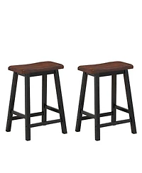 24 Inch Set of 2 Wood Counter Height Seat Stools for Kitchen Dining and Pub
