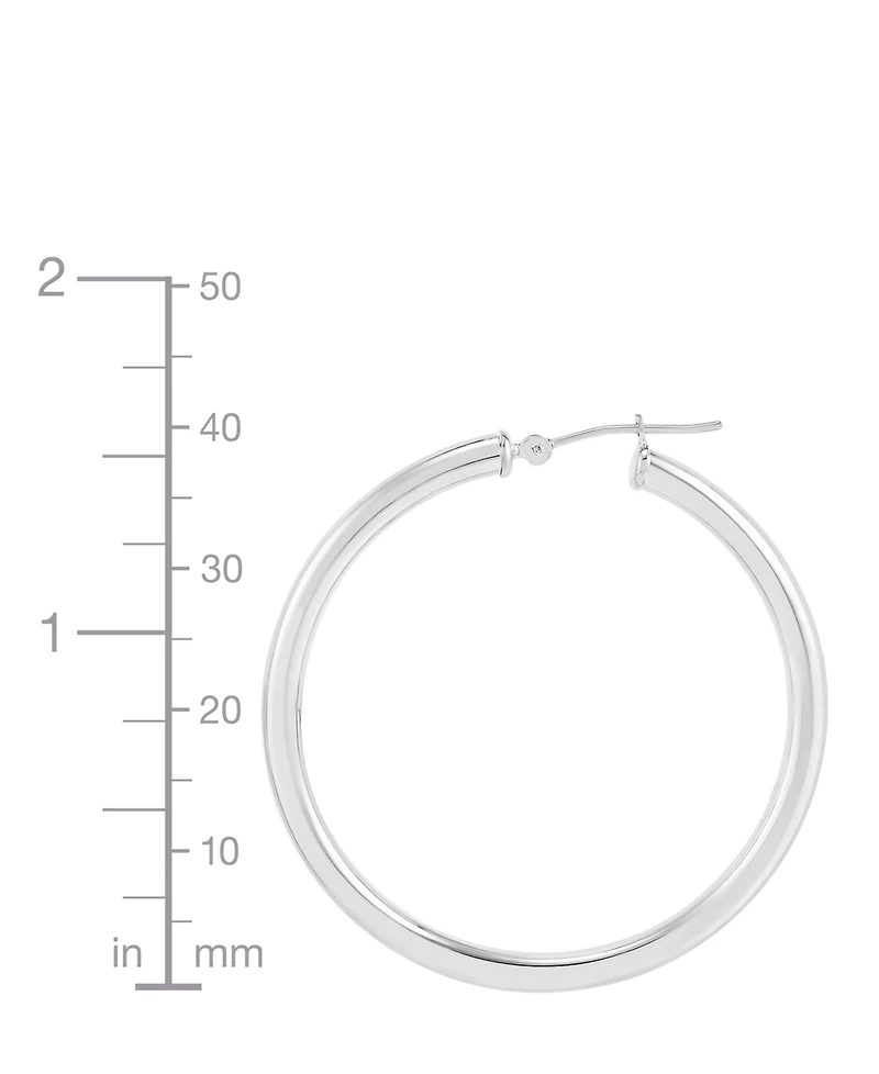 Polished Thin Tube Hoop Earrings (3mm) 14k Gold (40mm)