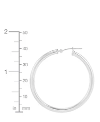 Polished Thin Tube Hoop Earrings (3mm) 14k Gold (40mm)