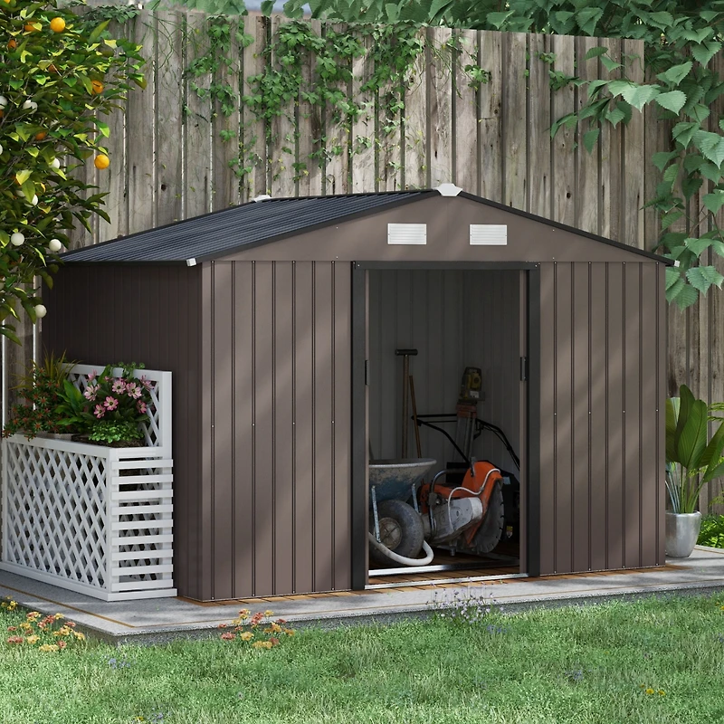 Outsunny 9' x 6' Storage Shed Garden Tool House w/ Vents Doors