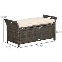 Outsunny 29 Gallon Outdoor Patio Wicker Storage Bench w/ Cushion
