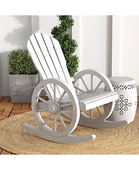 Outsunny Adirondack Rocking Chair with Slatted Design, White